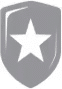 Gray shield with a white star in the center, symbolizing protection and security.