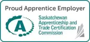"Proud Apprentice Employer; Saskatchewan Apprenticeship and Trade Certification Commission logo."