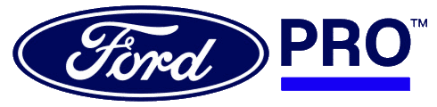 Ford Pro logo featuring the classic Ford emblem and "PRO" in bold letters with a blue line underneath.