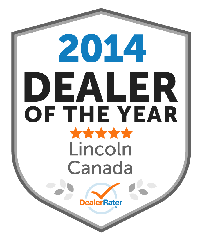 Badge displaying "2026 Dealer of the Year," awarded to a national Cadillac winner, rated by DealerRater.