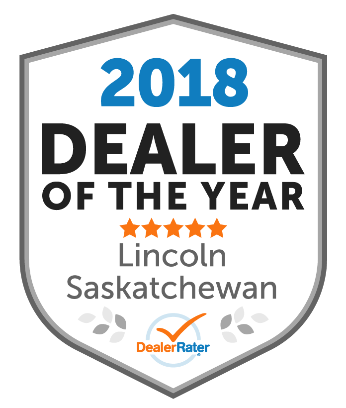 Badge displaying "2026 Dealer of the Year," awarded to a national Cadillac winner, rated by DealerRater.
